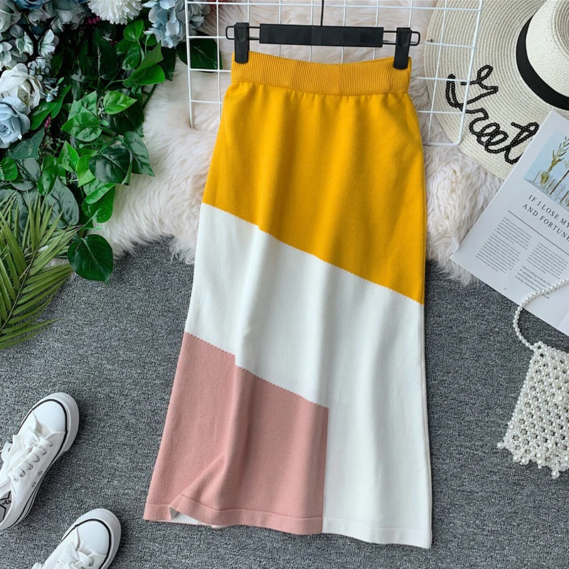 YuooMuoo 2019 New Fashion Patchwork High Waist Skirt Women Autumn Winter Knit Midi Skirts All-match A Line Skirt for Women
YuooMuoo 2019 New Fashion Patchwork High Waist Skirt Women Autumn Winter Knit Midi Skirts All-match A Line Skirt for Women