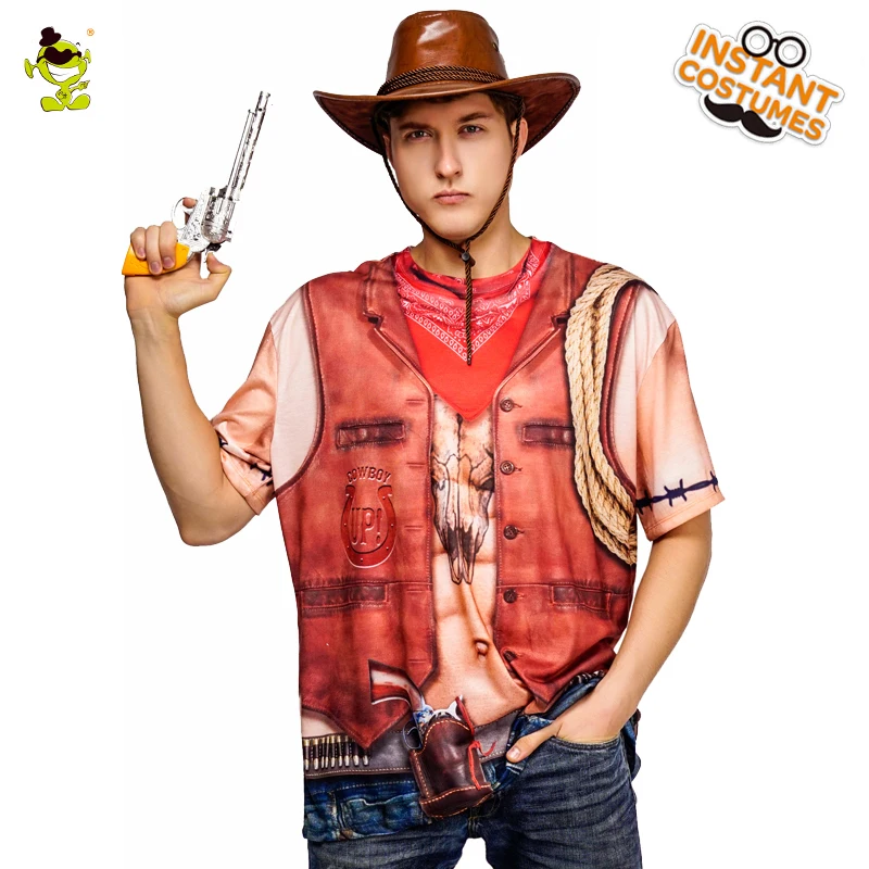 Hot Sale Men Cowboy Printed T-shirt Cosplay Costume Western Cool Cowboy 3 D Printing Tees In Carnival Party Cowboy T-shirts
Hot Sale Men Cowboy Printed T-shirt Cosplay Costume Western Cool Cowboy 3 D Printing Tees In Carnival Party Cowboy T-shirts