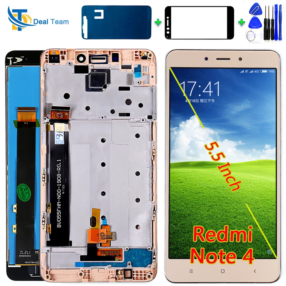 AAA quality LCD Display for Xiaomi Redmi Note 4 (CPU: MTK Helio X20) Touch Screen Digitizer Assembly Frame With Free Tools
AAA quality LCD Display for Xiaomi Redmi Note 4 (CPU: MTK Helio X20) Touch Screen Digitizer Assembly Frame With Free Tools