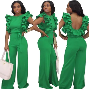 Frilled ruffled jumpsuit fashion halter jumpsuit green sexy casual wild African women's jumpsuit slim long pants waist tie jumps
Frilled ruffled jumpsuit fashion halter jumpsuit green sexy casual wild African women's jumpsuit slim long pants waist tie jumps