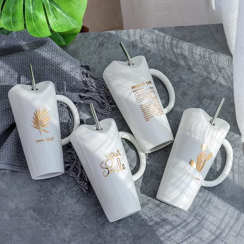 Creative Glod Cactus Leaf Letter Ceramic Coffee Mug with Stainless Steel Straw Porcelain Coffee Milk Tea Cup Drinkware
Creative Glod Cactus Leaf Letter Ceramic Coffee Mug with Stainless Steel Straw Porcelain Coffee Milk Tea Cup Drinkware