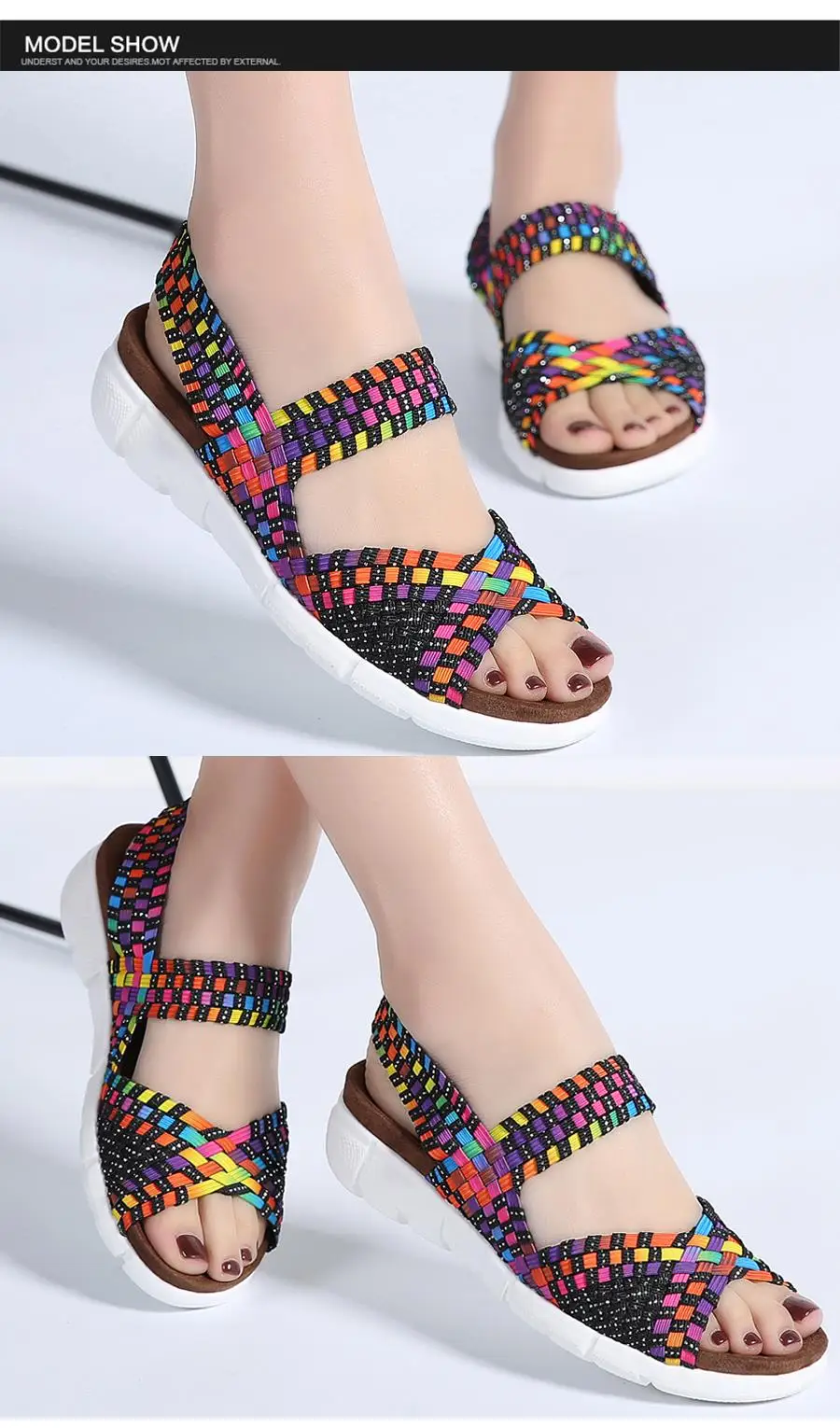 woven elastic sandals