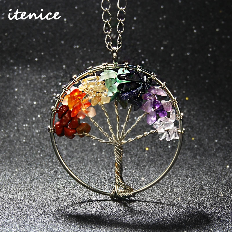 2019 Fashion Quartz Chips Pendant Necklace Rainbow 7 Chakra Tree Of Life Multicolor WisdomTree Natural Stone Necklace
2019 Fashion Quartz Chips Pendant Necklace Rainbow 7 Chakra Tree Of Life Multicolor WisdomTree Natural Stone Necklace