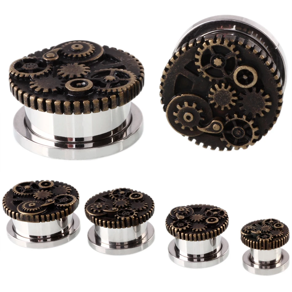 2PCS Steampunk Wheel Design Srew Fit Steel Ear Plugs and Tunnels Piercings Ear Stretchers Gauges Expander Body Jewelry Piercings
2PCS Steampunk Wheel Design Srew Fit Steel Ear Plugs and Tunnels Piercings Ear Stretchers Gauges Expander Body Jewelry Piercings