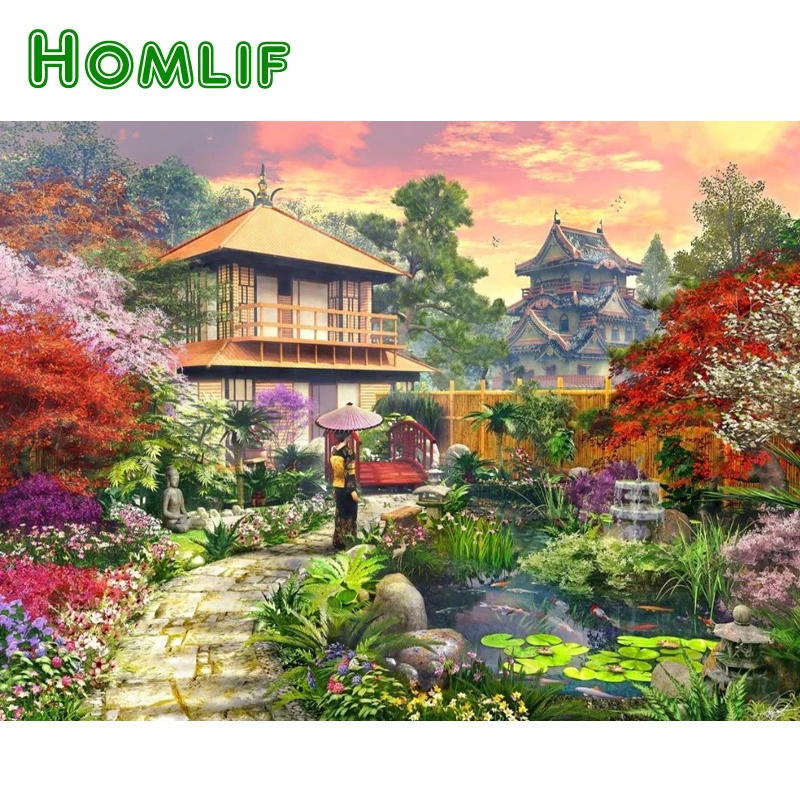 HOMLIF Full round drill 5D DIY Diamond embroidery Japanese garden Diamond Painting Cross Stitch Rhinestone Mosaic decoration
HOMLIF Full round drill 5D DIY Diamond embroidery Japanese garden Diamond Painting Cross Stitch Rhinestone Mosaic decoration