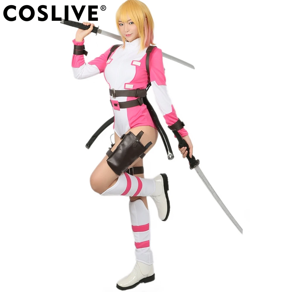 Coslive Gwenpool костюм супергероя Дэдпул Хэллоуин косплей Взрослый наряд для карнавала
