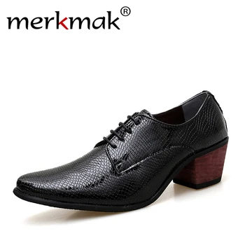 Merkmak Brand Men Dress Shoes Fashion Pointed Toe Business Oxford High Heels Lace Up Height Increse Shoes Wedding Party Formal
Merkmak Brand Men Dress Shoes Fashion Pointed Toe Business Oxford High Heels Lace Up Height Increse Shoes Wedding Party Formal