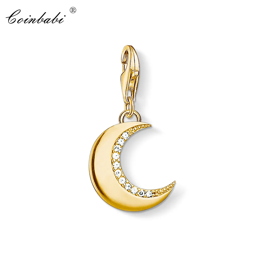 

Charm Pendant Protective Moon Gold,2019 Fashion Jewelry Trendy Pure 925 Sterling Silver Gift For Women Fit Bracelet Necklace