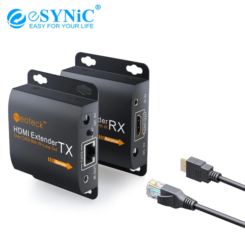 eSYNiC EU Plug 1.3 HDMI Extender IR Remote Control DVD Player/Video Source Signal To 60m RJ45 Transmitter TX/RX 1080p Extender
eSYNiC EU Plug 1.3 HDMI Extender IR Remote Control DVD Player/Video Source Signal To 60m RJ45 Transmitter TX/RX 1080p Extender