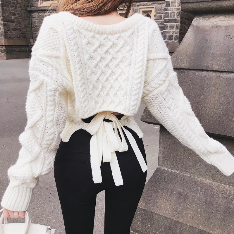 Sexy V-neck Full Sleeve Short Knitted Stitch Women Sweater Elegant Female Sashes Jumpers 2019 Women Sweaters Autumn Loose Jumpe
Sexy V-neck Full Sleeve Short Knitted Stitch Women Sweater Elegant Female Sashes Jumpers 2019 Women Sweaters Autumn Loose Jumpe