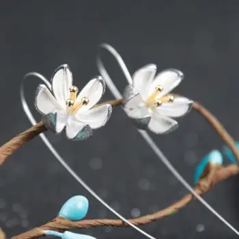 ANENJERY Handmade Lotus Flower Earrings Silver Color Wire Drawing Earrings For Women Fine Jewelry Brincos S-E118
ANENJERY Handmade Lotus Flower Earrings Silver Color Wire Drawing Earrings For Women Fine Jewelry Brincos S-E118