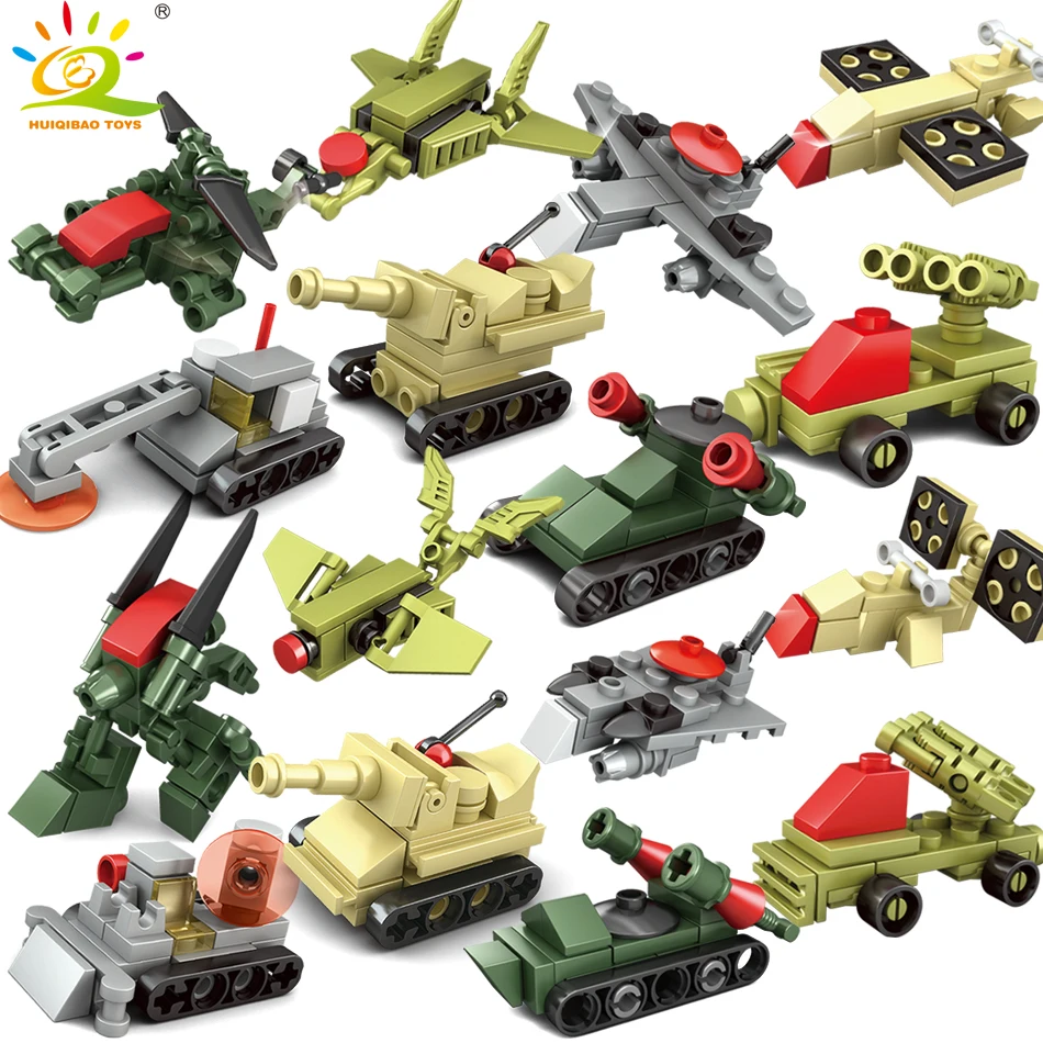 HUIQIBAO TOYS 8sets 2in1 Mini Military Tank Trucks Helicopter Building Blocks Compatible Legoingly Army Vehicle weapon DIY Brick
HUIQIBAO TOYS 8sets 2in1 Mini Military Tank Trucks Helicopter Building Blocks Compatible Legoingly Army Vehicle weapon DIY Brick