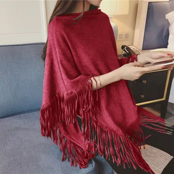 2017Autumn and Winter Women Tassel Poncho Solid Color Fashion Knit Ponchos For Girls Triangle Irregular Sweater Pullovers Female
2017Autumn and Winter Women Tassel Poncho Solid Color Fashion Knit Ponchos For Girls Triangle Irregular Sweater Pullovers Female