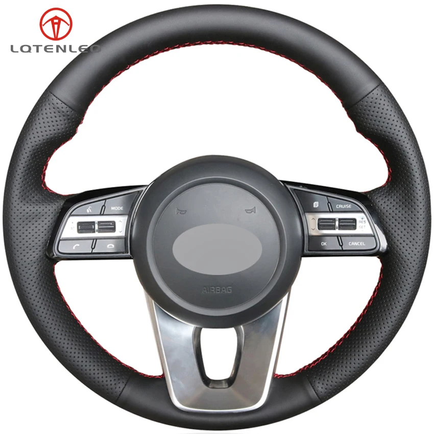 LQTENLEO Black Genuine Leather Steering Wheel Cover For Kia K5 Optima 2018 2019 Sportage 3 2017-2019 Forte Ceed Cee'd 2017-2019
LQTENLEO Black Genuine Leather Steering Wheel Cover For Kia K5 Optima 2018 2019 Sportage 3 2017-2019 Forte Ceed Cee'd 2017-2019
