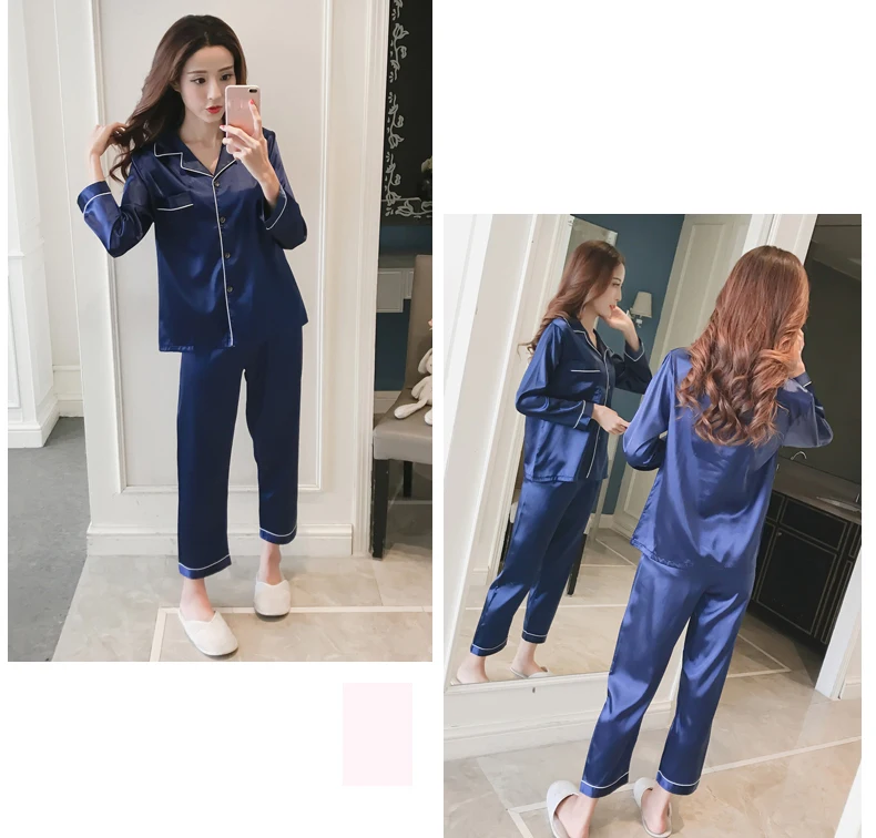 Silk Satin Pyjamas Set 17