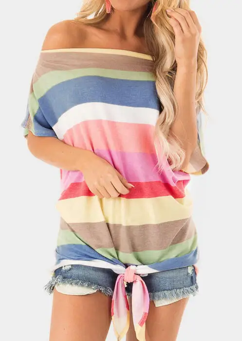 Women Striped Off Shoulder short sleeve Tee T-Shirt Tie Female Loose Tank camis Big Size Korean Tops Clothing Summer
Women Striped Off Shoulder short sleeve Tee T-Shirt Tie Female Loose Tank camis Big Size Korean Tops Clothing Summer