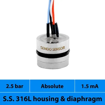 2.5 bar absolute pressure, mV signal isolated pressure sensor transducer, 1.5 mA current power, stainless steel 316L material
2.5 bar absolute pressure, mV signal isolated pressure sensor transducer, 1.5 mA current power, stainless steel 316L material