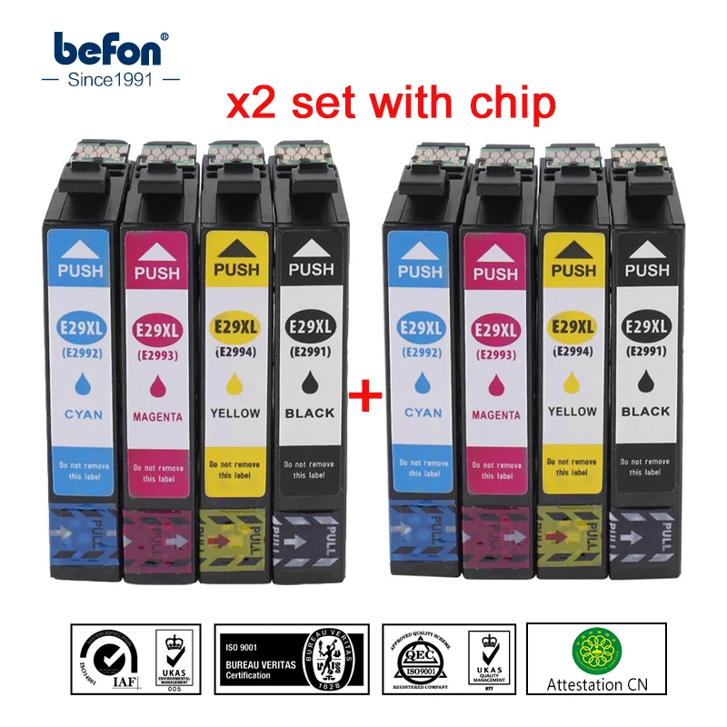 befon x2 set 29 XL Cartridge Compatible for Epson T29 T2991 T 2991 29XL Printer Ink Cartridge for epson XP235 335 332 432 435
befon x2 set 29 XL Cartridge Compatible for Epson T29 T2991 T 2991 29XL Printer Ink Cartridge for epson XP235 335 332 432 435