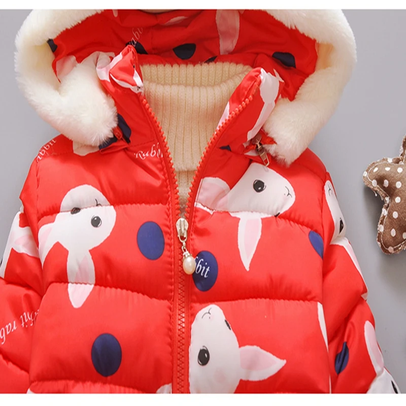 Baby girl Coat In Winter Leisure style Cartoon Rabbit head Warm and lovely zipper jacket Kids Children are not afraid of cold (13)