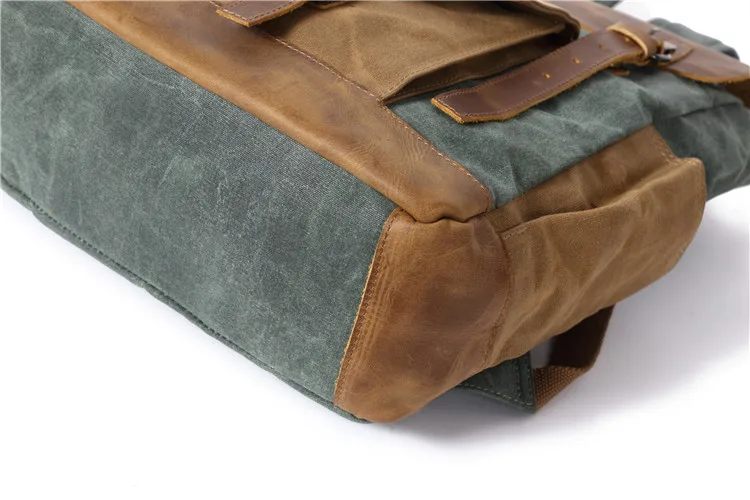 Men Backpack Waterproof Computer Laptop Bag Vintage Canvas Large Capacity Travel Backpacks Leather Military Male Backpack School Men Backpack Waterproof Computer Laptop Bag Vintage Canvas Large Capacity Travel Backpacks Leather Military Male Backpack School