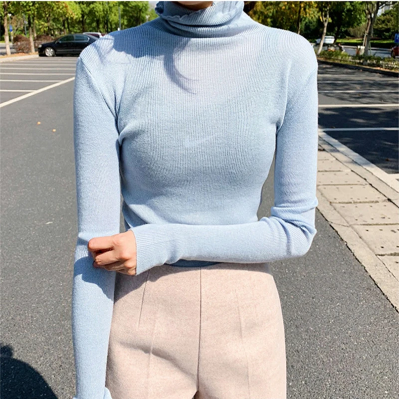2019 Autumn Winter Sexy Turtleneck Fitting Sweaters Woman Long Sleeve Stretch Knitting Tee Top Female Thin Knitted Pullovers
2019 Autumn Winter Sexy Turtleneck Fitting Sweaters Woman Long Sleeve Stretch Knitting Tee Top Female Thin Knitted Pullovers