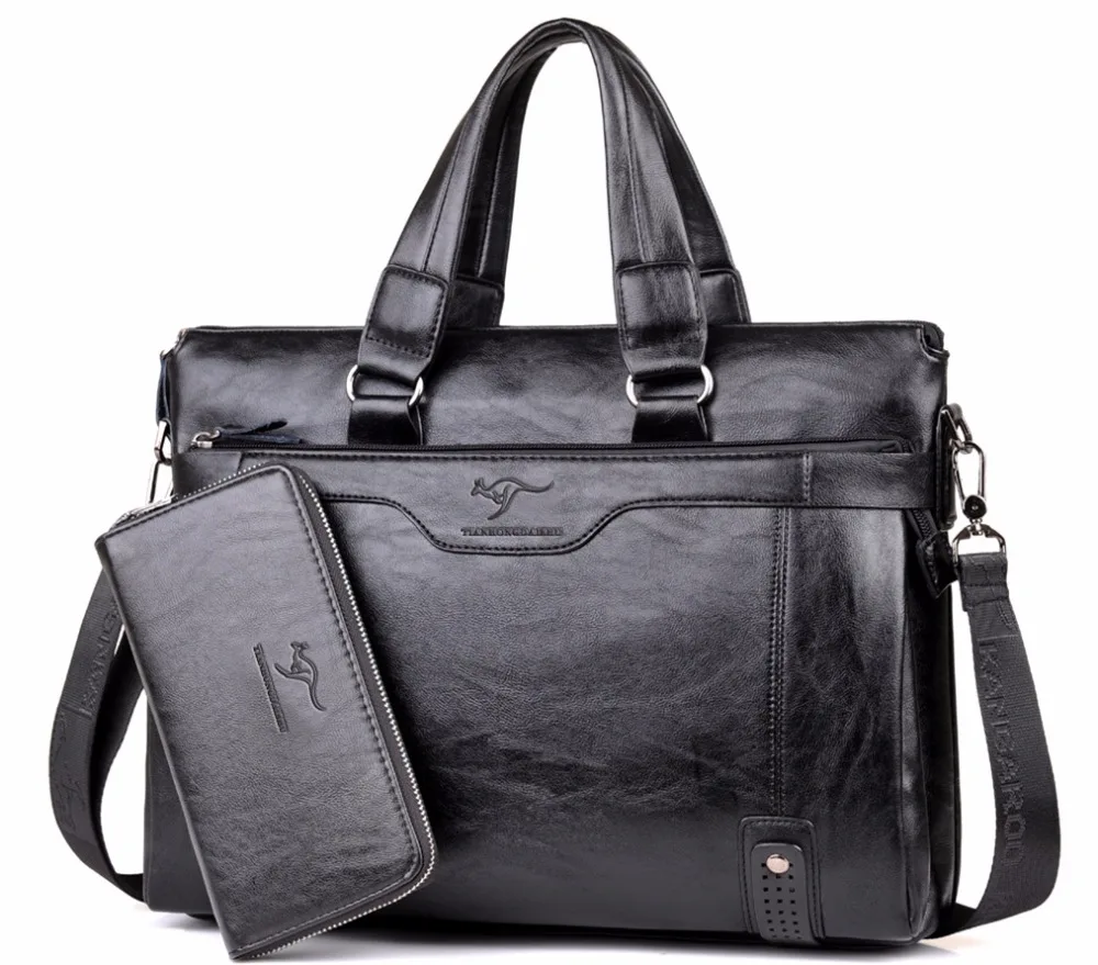 Image 2014 hot kangaroo good quality genuine leather Men s shoulder bag Messenger business Briefcases male s travel  bag,free shipping