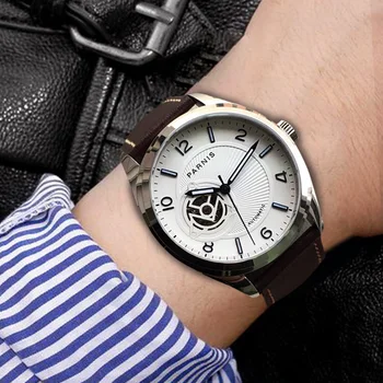Casual PARNIS 42MM Case Mechanical Men Watches Black Leather Strap Sapphire Crystal Automatic Self-wind Men's Watch Man Clock
Casual PARNIS 42MM Case Mechanical Men Watches Black Leather Strap Sapphire Crystal Automatic Self-wind Men's Watch Man Clock