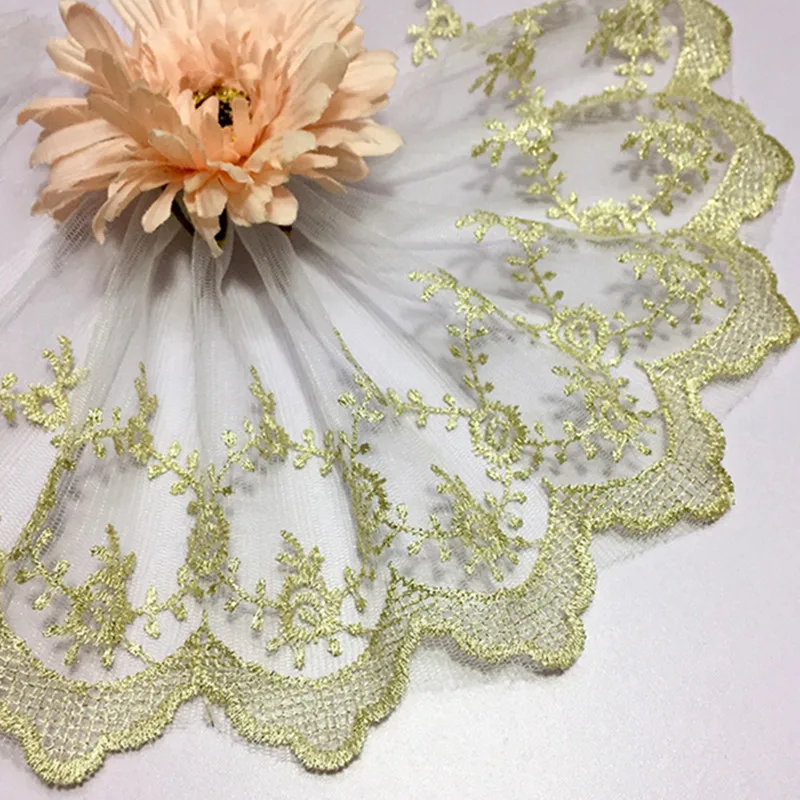 3yards new clothing accessories gold lace mesh embroidery lace edge computer embroidery lace fabric width 14cm 
3yards new clothing accessories gold lace mesh embroidery lace edge computer embroidery lace fabric width 14cm