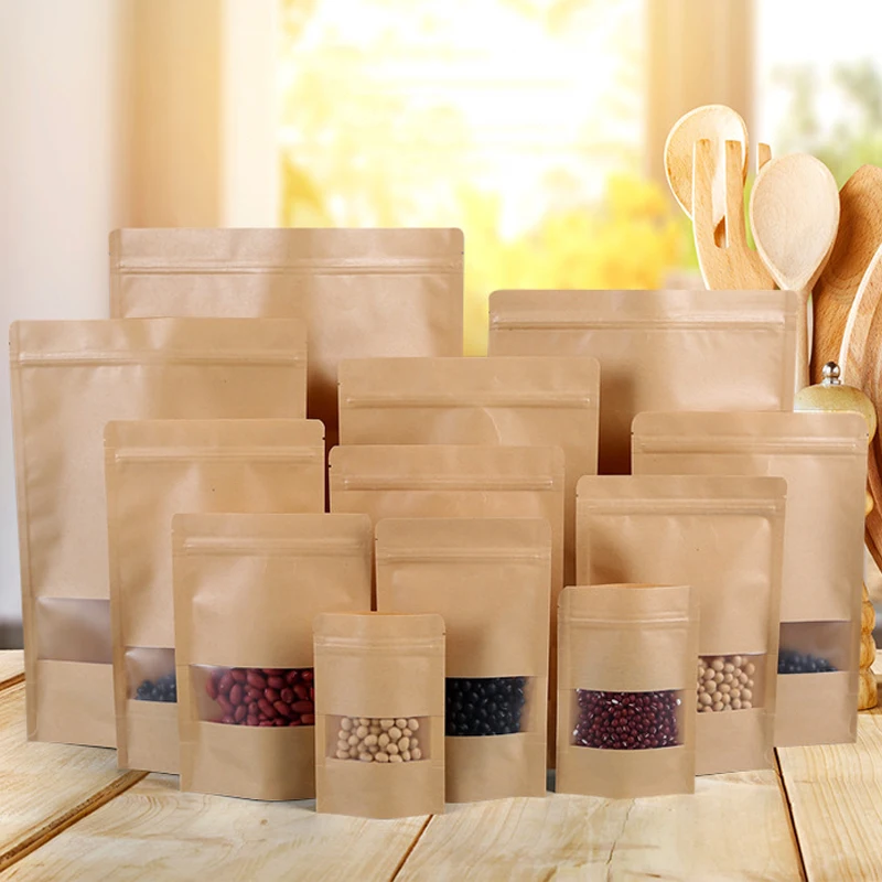Kraft Paper Bag Zip Lock with Window Gift Tea Packaging Food Stand Up Pouches Storage bags
Kraft Paper Bag Zip Lock with Window Gift Tea Packaging Food Stand Up Pouches Storage bags