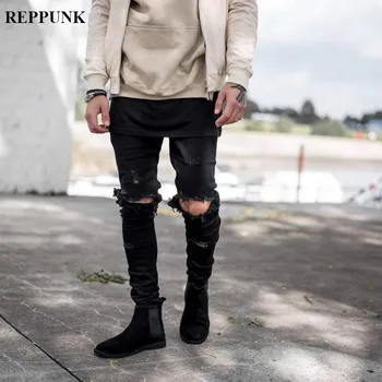 REPPUNK 2019 new streetwear hiphp ripped elastic skinny jeans simple hole male fashion cotton destroyed denim trousers
REPPUNK 2019 new streetwear hiphp ripped elastic skinny jeans simple hole male fashion cotton destroyed denim trousers
