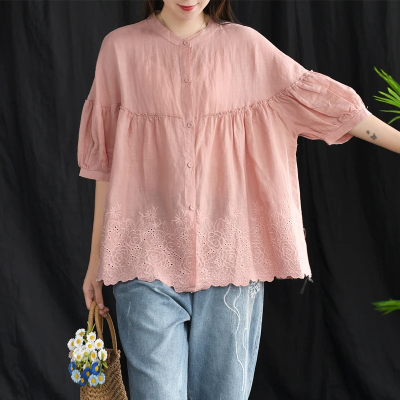 solid color hem hollow out embroidery lanter sleeve Single-breasted shirt women summer blouse
solid color hem hollow out embroidery lanter sleeve Single-breasted shirt women summer blouse