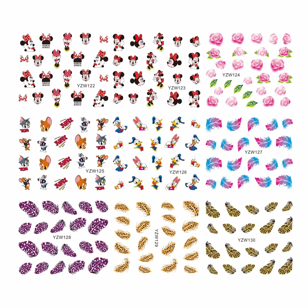 ZKO 1 Sheet Optional Watermark Feather Cartoon Nails Stickers Water Transfer Decals Beauty Temporary Tattoos Tools For Nails
ZKO 1 Sheet Optional Watermark Feather Cartoon Nails Stickers Water Transfer Decals Beauty Temporary Tattoos Tools For Nails