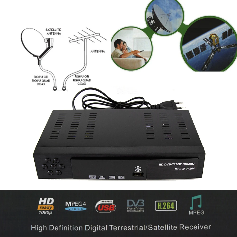 

2019 Satellite receiver HD Digital DVB T2+S2 TV Tuner Receivable MPEG4 DVB-T2 TV Receiver T2 Tuner Free Shipping Support bisskey