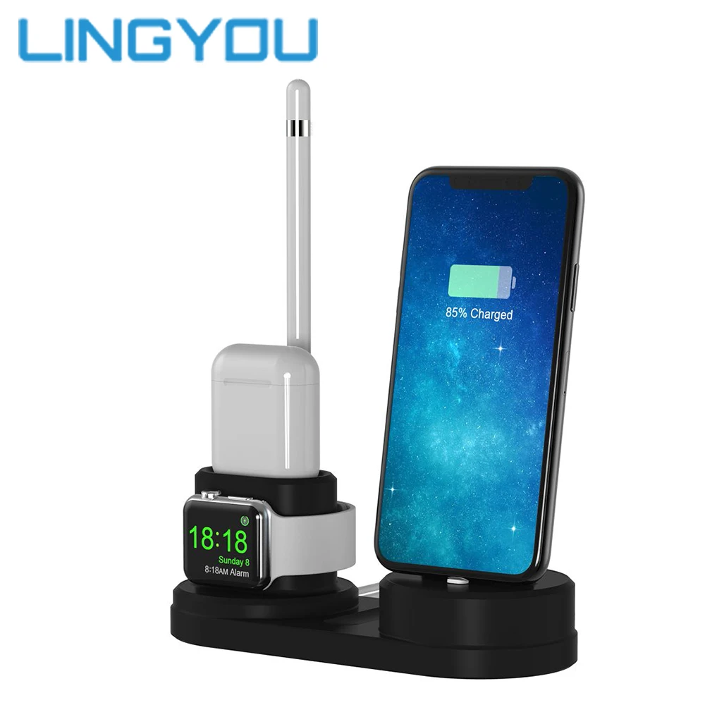 4 In 1 Charging Dock Holder for Iphone Xs XR X 8 7 6 Silicone Mount Stand Dock Station for Apple Watch Airpods
4 In 1 Charging Dock Holder for Iphone Xs XR X 8 7 6 Silicone Mount Stand Dock Station for Apple Watch Airpods