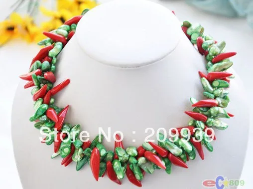 huij 002704 3row 18" green baroque pearl red paprika coral necklace
huij 002704 3row 18" green baroque pearl red paprika coral necklace
