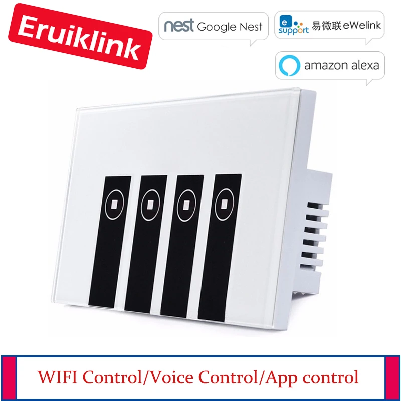 Work with Google Alexa Smart Wi-Fi 4Gang Switch Glass Panel Light Switch,eWelink APP Remote Control WIFI Touch Switch
Work with Google Alexa Smart Wi-Fi 4Gang Switch Glass Panel Light Switch,eWelink APP Remote Control WIFI Touch Switch