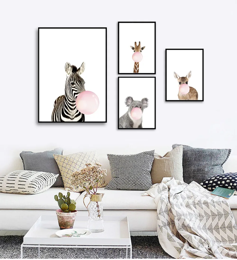 Modern Minimalist Cartoon Blowing Balloon Animal Zebra Giraffe Frameless Decorative Painting Living Room Poster
Modern Minimalist Cartoon Blowing Balloon Animal Zebra Giraffe Frameless Decorative Painting Living Room Poster