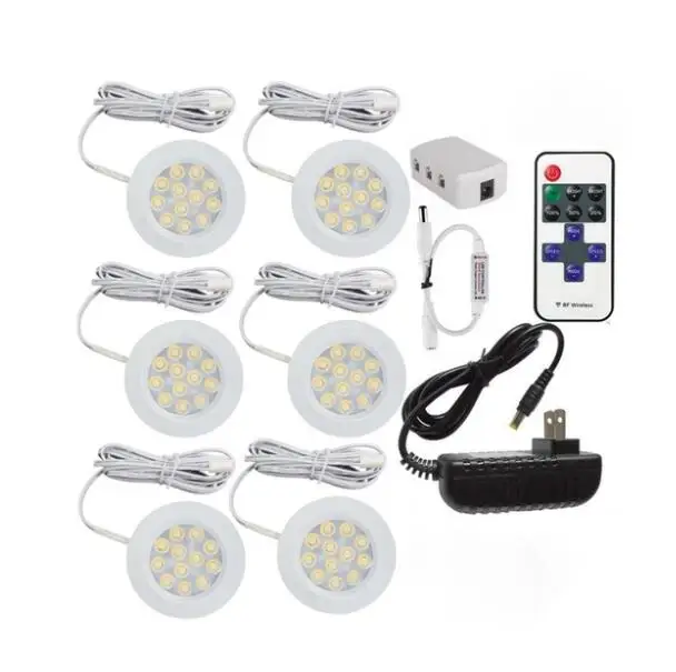 12V Dimmable LED Under Cabinet Light Kit Ultra-thin led Puck Lights With RF Remote Controller Stick On Lights for Kitchen Closet
12V Dimmable LED Under Cabinet Light Kit Ultra-thin led Puck Lights With RF Remote Controller Stick On Lights for Kitchen Closet