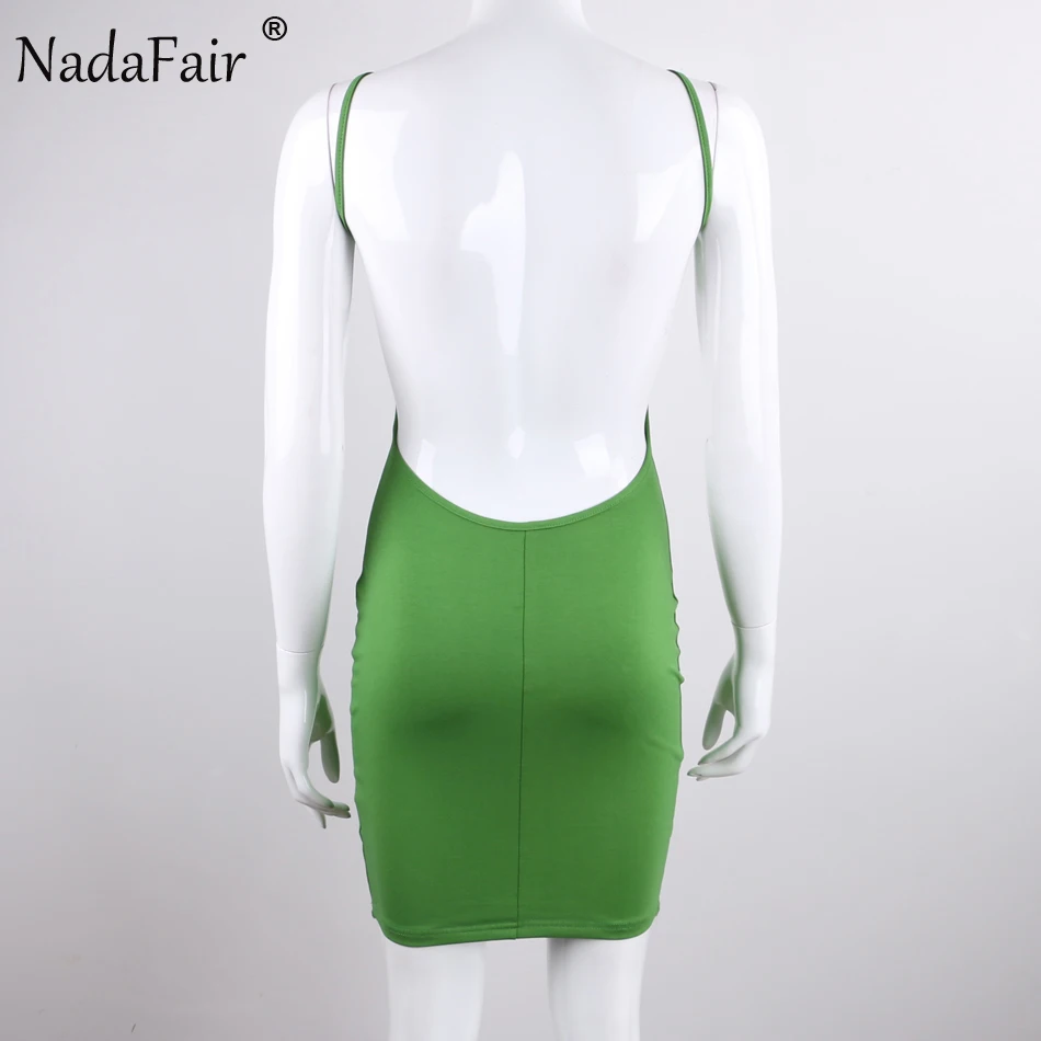 Nadafair 95% Cotton Spaghetti Strap Black Sexy Club Backless Bodycon Dress Women Summer Beach Casual Mini Dress 40