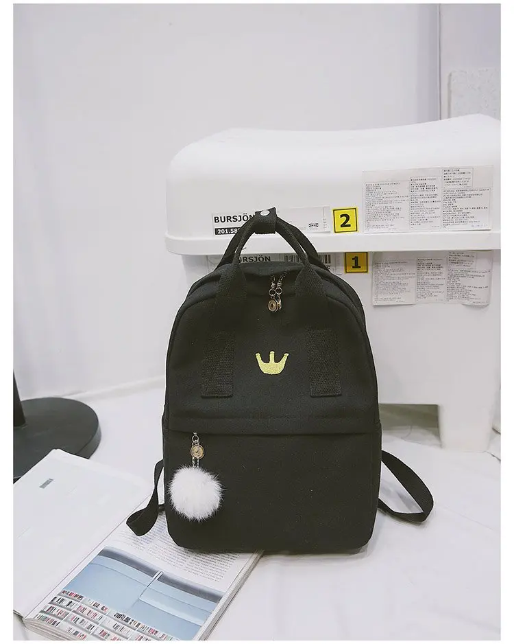 Women Backpack for School Teenagers Girls Vintage Stylish School Bag Ladies Canvas Fabric Backpack Female Bookbag Mochila 1574 35