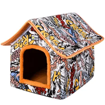 

Folding Dog House Pet Yurt Home Shape Dog Bed For Small Medium Dogs Puppy Kennel Cat Animals Nest House With Mat Chihuahua Tent