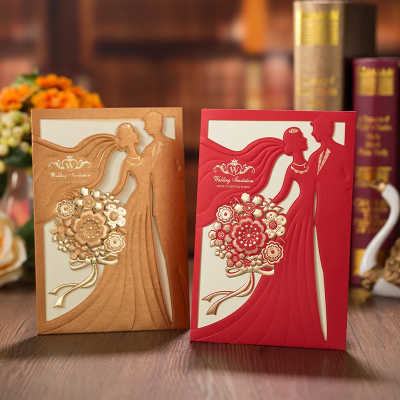 1pcs Smple Red Gold Laser Cut Wedding Invitations Card Bride and Groom Greeting Cards Customize Envelopes Wedding Party Supplies
1pcs Smple Red Gold Laser Cut Wedding Invitations Card Bride and Groom Greeting Cards Customize Envelopes Wedding Party Supplies