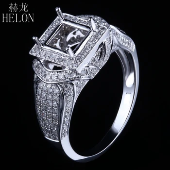 HELON Elegant Solid 14K White Gold Pave 0.75ct Natural Diamond Princess Cut Semi Mount Engagement Wedding Ring For Women Jewelry 
HELON Elegant Solid 14K White Gold Pave 0.75ct Natural Diamond Princess Cut Semi Mount Engagement Wedding Ring For Women Jewelry