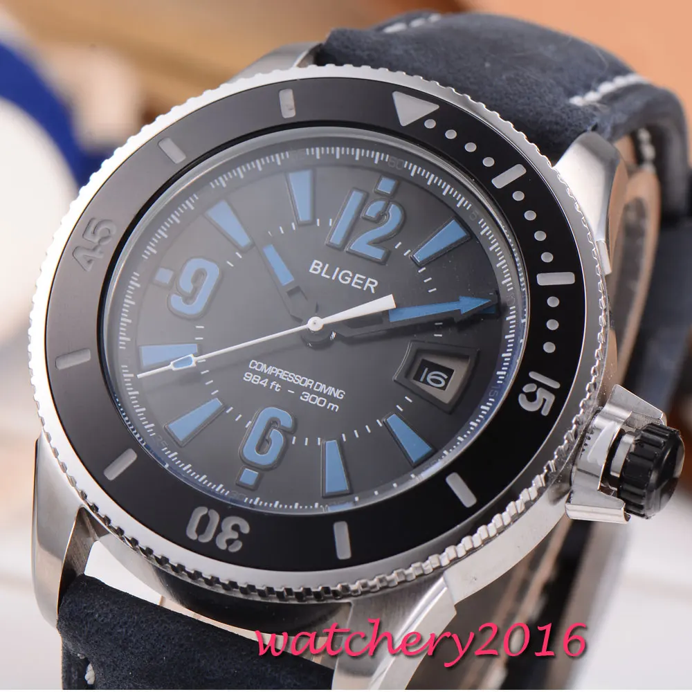 NEW Arrive 43mm Bliger black dial Luxury Brand date adjust display miyota Automatic self wind movement Mechanical men's Watch 
NEW Arrive 43mm Bliger black dial Luxury Brand date adjust display miyota Automatic self wind movement Mechanical men's Watch
