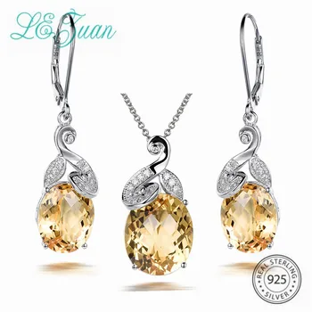 L&zuan 17.44CT Natural Citrine Jewelry Set in 925 Sterling Silver Oval Yellow Stones Clasp Earrings/Pendant With Silver Chain
L&zuan 17.44CT Natural Citrine Jewelry Set in 925 Sterling Silver Oval Yellow Stones Clasp Earrings/Pendant With Silver Chain