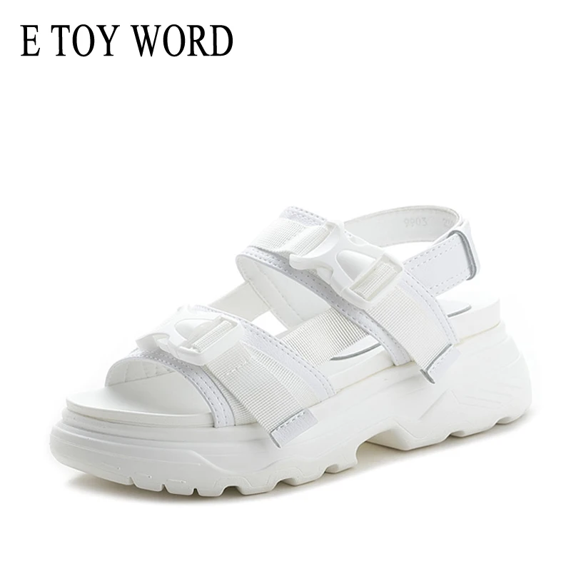 E TOY WORD women's sandals 2019 Summer black white Sandals Leather Buckle Womens chunky Wedge Sandals Casual women shoes
E TOY WORD women's sandals 2019 Summer black white Sandals Leather Buckle Womens chunky Wedge Sandals Casual women shoes