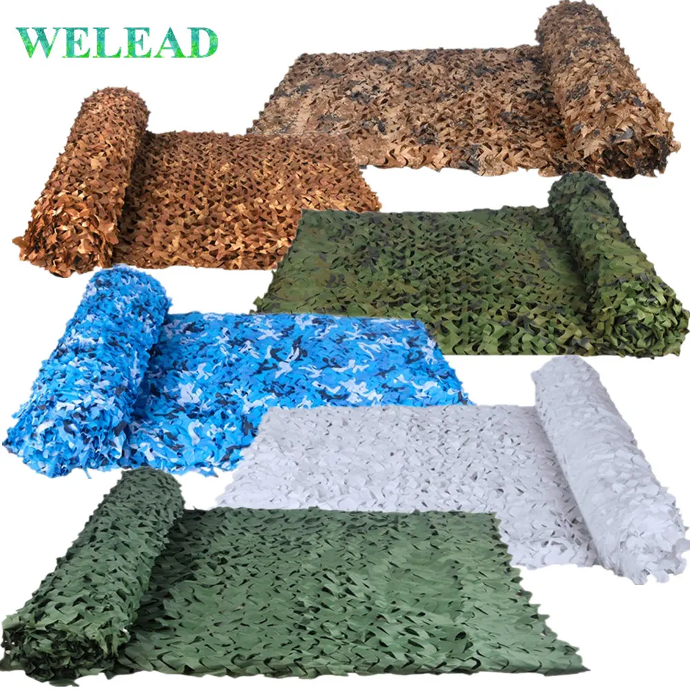 

WELEAD 18 Colors 5x5 Reinforced Camouflage Net Military for Garden Pergola Outdoor Awning Carport Sun Shade Shelter Mesh 5*5 5M