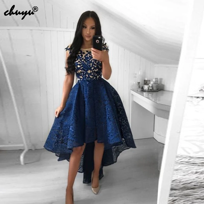 Sexy High low Lace Navy Illusion Homecoming Dresses 2019 Formal Party Dresses Lace vestido graduacion Cocktail Dress
Sexy High low Lace Navy Illusion Homecoming Dresses 2019 Formal Party Dresses Lace vestido graduacion Cocktail Dress