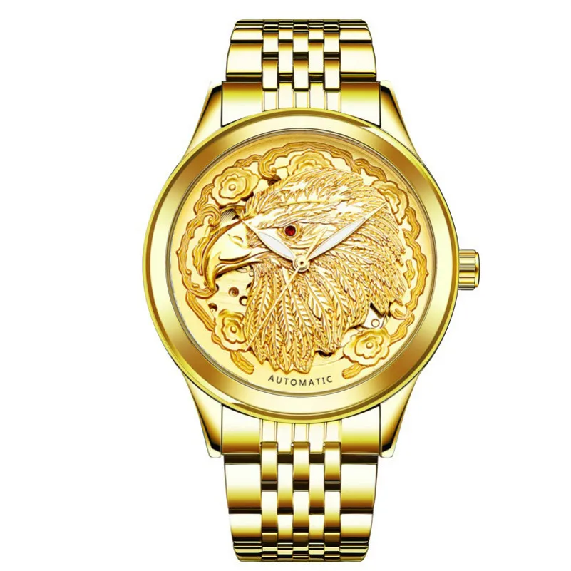 New Carve Eagle Dial Men's Self-wind Automatic Mechanical Watch Golden Waterproof Full Stainless Steel Business Wristwatch 
New Carve Eagle Dial Men's Self-wind Automatic Mechanical Watch Golden Waterproof Full Stainless Steel Business Wristwatch