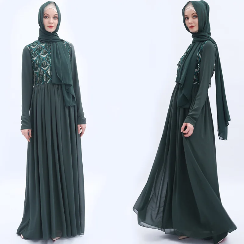 

Sequins Vestidos Musulmanes Abaya Robe Femme Dubai Kaftan Islamic Arabic Hijab Muslim Dress Women Ramadan Caftan Turkish Dresses